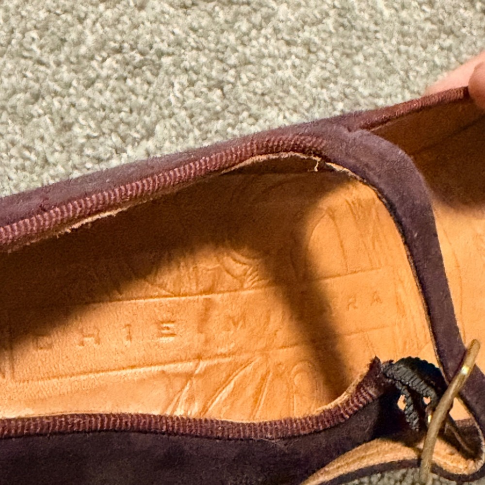 Chie Mihara Purple Suede Mary Jane Pumps Bow Block Heel Made in‎ Spain Size 37 - Picture 7 of 10